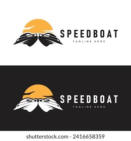 Speed boat logo design, illustration of a sports boat template, simple modern fast boat brand