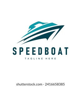 Speed boat logo design, illustration of a sports boat template, simple modern fast boat brand