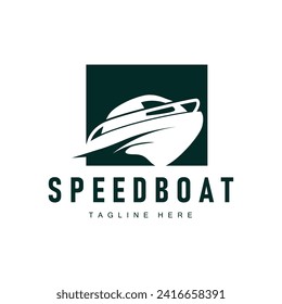 Speed boat logo design, illustration of a sports boat template, simple modern fast boat brand