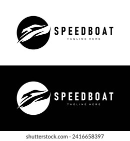 Speed boat logo design, illustration of a sports boat template, simple modern fast boat brand