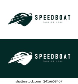 Speed boat logo design, illustration of a sports boat template, simple modern fast boat brand