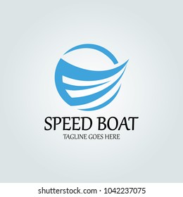 Speed boat logo design template. Vector illustration