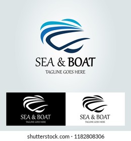 Speed boat logo design template. Vector illustration