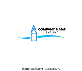 Modelo de diseño del logotipo del barco de velocidad, concepto de diseño del logotipo del barco de mar