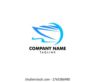 Speed boat logo design template, Sea boat logo design concept