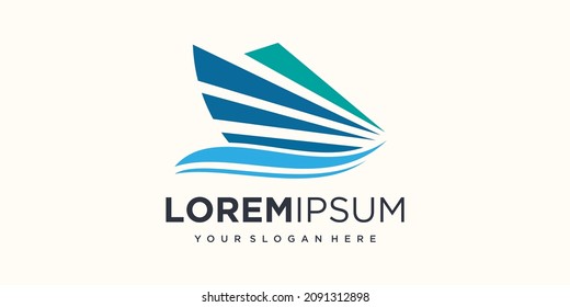 Speed boat logo design template ,Sea boat logo design concept ,Vector illustration