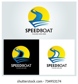 Speed boat logo design template. Vector illustration