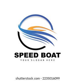 Speed Boat Logo, Fast Cargo Ship Vector, Sailboat, Design For Ship Manufacturing Company, Waterway Shipping, Marine Vehicles, Transportation