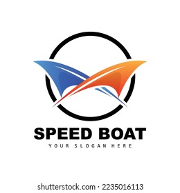 Speed Boat Logo, Fast Cargo Ship Vector, Sailboat, Design For Ship Manufacturing Company, Waterway Shipping, Marine Vehicles, Transportation