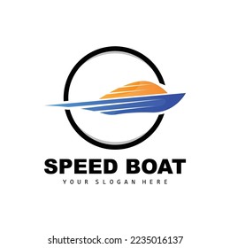 Speed Boat Logo, Fast Cargo Ship Vector, Sailboat, Design For Ship Manufacturing Company, Waterway Shipping, Marine Vehicles, Transportation