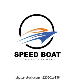 Speed Boat Logo, Fast Cargo Ship Vector, Sailboat, Design For Ship Manufacturing Company, Waterway Shipping, Marine Vehicles, Transportation