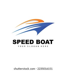Logotipo del barco de velocidad, vectores de barco de carga rápida, velero, diseño para la empresa de fabricación de buques, navegación marítima, vehículos marinos, transporte