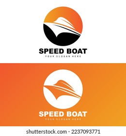 Speed Boat Logo, Fast Cargo Ship Vector, Sailboat, Design For Ship Manufacturing Company, Waterway Shipping, Marine Vehicles, Transportation