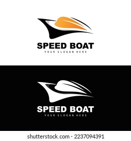 Speed Boat Logo, Fast Cargo Ship Vector, Sailboat, Design For Ship Manufacturing Company, Waterway Shipping, Marine Vehicles, Transportation