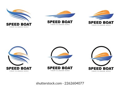 Speed Boat Logo, Fast Cargo Ship Vector, Sailboat, Design For Ship Manufacturing Company, Waterway Shipping, Marine Vehicles, Transportation