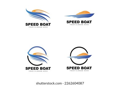 Speed Boat Logo, Fast Cargo Ship Vector, Sailboat, Design For Ship Manufacturing Company, Waterway Shipping, Marine Vehicles, Transportation