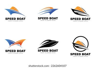 Speed Boat Logo, Fast Cargo Ship Vector, Sailboat, Design For Ship Manufacturing Company, Waterway Shipping, Marine Vehicles, Transportation
