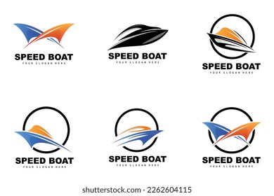 Speed Boat Logo, Fast Cargo Ship Vector, Sailboat, Design For Ship Manufacturing Company, Waterway Shipping, Marine Vehicles, Transportation