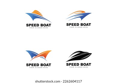 Speed Boat Logo, Fast Cargo Ship Vector, Sailboat, Design For Ship Manufacturing Company, Waterway Shipping, Marine Vehicles, Transportation