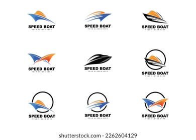 Speed Boat Logo, Fast Cargo Ship Vector, Sailboat, Design For Ship Manufacturing Company, Waterway Shipping, Marine Vehicles, Transportation