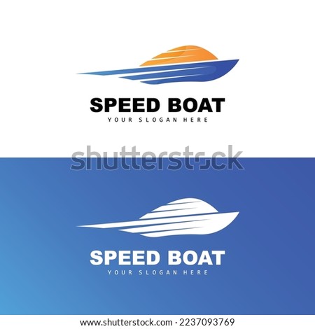 Speed Boat Logo, Fast Cargo Ship Vector, Sailboat, Design For Ship Manufacturing Company, Waterway Shipping, Marine Vehicles, Transportation