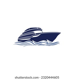 Speed boat Logo of Speedboat ship vector, cruise icon, yacht symbol, speed race sailboat clipart. isolated on white background.