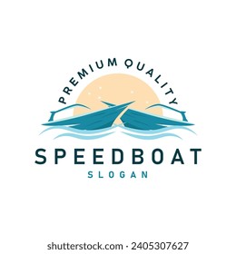 Speed boat logo vector sea ship sailboat design for ship company templet illustration