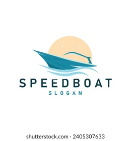 Speed boat logo vector sea ship sailboat design for ship company templet illustration