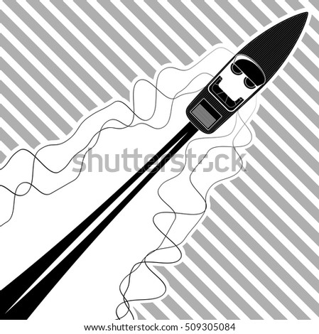 Speed boat in the ocean top aerial view. Summer vacation poster with copy space. Eps10 vector illustration. Stock photo © 