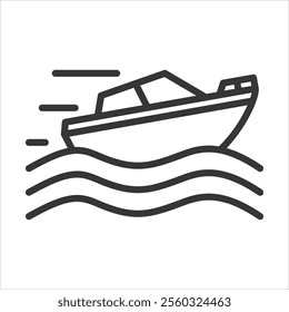 Speed Boat Outline Icon Vector Illustration