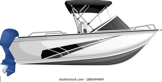 Speed boat or power boat isolated on white background illustration