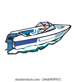 Speed boat or power boat isolated on white background illustration in EPS10