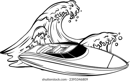 Speed Boat, Powerboat Silhouette Motorboat Vector