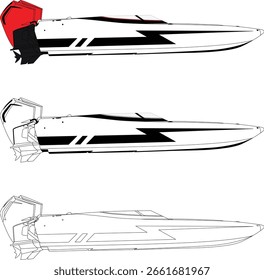 Barco de velocidad, paquete de Vector de diseño de barco de carreras