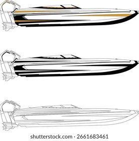 Speed Boat, Racing Boat Design Vector Pack