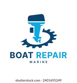 Speed Boat Repair Service Logo design for marine transport 