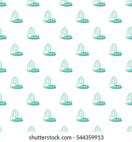 Speed boat with sail pattern. Cartoon illustration of speed boat with sail vector pattern for web