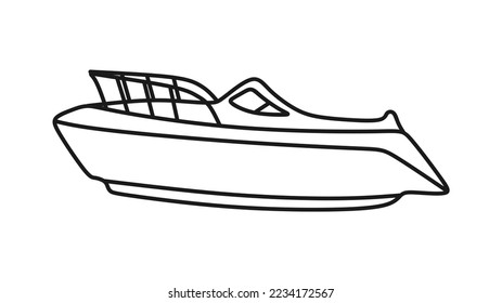 Speed Boat Ship outline icon, vector illustration in trendy design style, isolated on white background. Editable perfect graphic resources for many purposes.