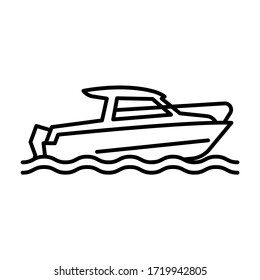 Speed Boat Side View Icon Outline Vector