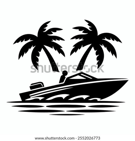 Speed boat silhouette vector art.Speed boat icon silhouette.
