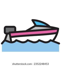 Speed boat single outline icon. Transportation illustration for templates, web design and infographics
