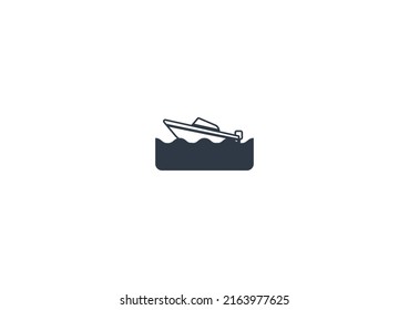 Speed boat vector flat emoticon. Isolated Powerboat illustration. Motor Boat icon