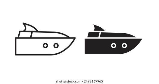 Icono de Vector de lancha rápida en color negro.