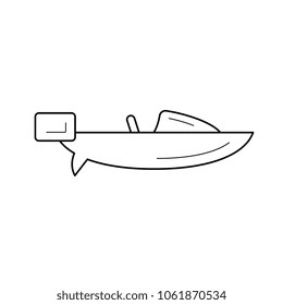 Icono de la línea vectorial del barco de velocidad aislado en fondo blanco. Icono de la línea del barco rápido para infografía, sitio web o aplicación. Icono diseñado en un sistema de cuadrícula.