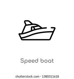 speed boat vector line icon. Simple element illustration. speed boat outline icon from nautical concept. Can be used for web and mobile
