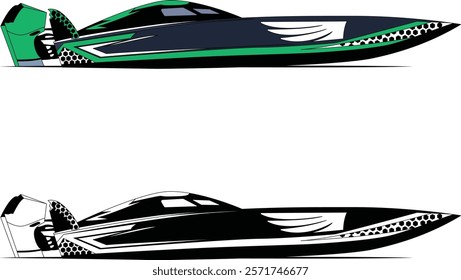 Speed boat vector, Racing boat vector illustration