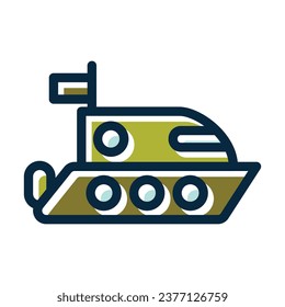Speed Boat Vector Thick Line Filled Dark Colors Icons For Personal And Commercial Use.
