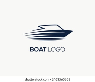 Speed boat with waves element logo icon design template vector.