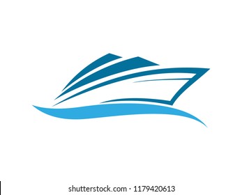 Speed Boat With Waves, The Yacht Or Sailing Logo Design