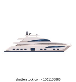 Speed boat, yacht, cartoon style, vector illustration, isolated